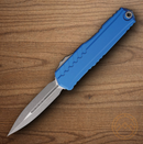 Microtech Auto Cypher II Folding Knife 3.5" Premium Steel Blade Blue Aluminum Handle