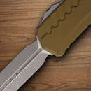 Microtech Auto Cypher II Folding Knife 3.5" Bohler M390MK Steel Blade OD Green Aluminum Handle