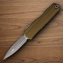 Microtech Auto Cypher II Folding Knife 3.5" Bohler M390MK Steel Blade OD Green Aluminum Handle