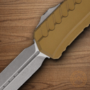 Microtech Auto Cypher II Folding Knife 3.5" Premium Steel Blade Tan Aluminum Handle