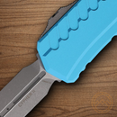 Microtech Auto Cypher II Folding Knife 3.5"  Bohler M390MK Steel Blade Turquoise Aluminum Handle