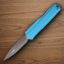 Microtech Auto Cypher II Folding Knife 3.5"  Bohler M390MK Steel Blade Turquoise Aluminum Handle
