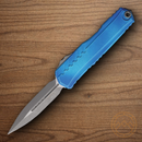 Microtech Auto Cypher II Folding Knife 3.5" Bohler M390MK Steel Blade Marbled Blue Aluminum Handle