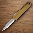 Microtech Auto Cypher II Folding Knife 3.5" Premium Steel Blade Tan Aluminum Handle