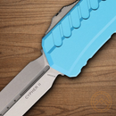 Microtech Auto Cypher II Folding Knife 3.5" Bohler M390MK Steel Blade Turquoise Aluminum Handle