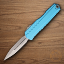 Microtech Auto Cypher II Folding Knife 3.5" Bohler M390MK Steel Blade Turquoise Aluminum Handle
