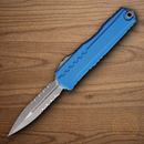 Microtech Auto Cypher II Folding Knife 3.5" Bohler M390MK Steel Blade Blue Aluminum Handle