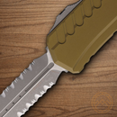 Microtech Auto Cypher II Folding Knife 3.5" Bohler M390MK Steel Blade OD Green Aluminum Handle