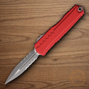 Microtech Auto Cypher II Folding Knife 3.5" Bohler M390MK Steel Blade Red Aluminum Handle