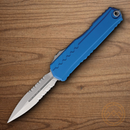 Microtech Auto Cypher II Folding Knife 3.5" Bohler M390MK Steel Blade Blue Aluminum Handle