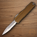 Microtech Auto Cypher II Folding Knife 3.5" Bohler M390MK Steel Blade Tan Aluminum Handle