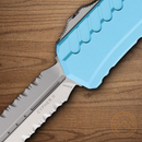 Microtech Auto Cypher II Folding Knife 3.5" Bohler M390MK Steel Blade Turquoise Aluminum Handle
