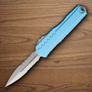 Microtech Auto Cypher II Folding Knife 3.5" Bohler M390MK Steel Blade Turquoise Aluminum Handle