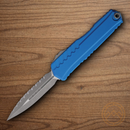Microtech Auto Cypher II Folding Knife 3.5" Bohler M390MK Steel Blade Blue Aluminum Handle