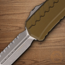 Microtech Auto Cypher II Folding Knife 3.5" Bohler M390MK Steel Blade OD Green Aluminum Handle
