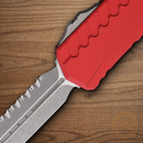 Microtech Auto Cypher II Folding Knife 3.5" Bohler M390MK Steel Blade Red Aluminum Handle