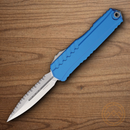 Microtech Auto Cypher II Folding Knife 3.5" Bohler M390MK Steel Blade Blue Aluminum Handle