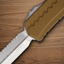 Microtech Auto Cypher II Folding Knife 3.5" Bohler M390MK Steel Blade Tan Aluminum Handle