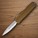 Microtech Auto Cypher II Folding Knife 3.5" Bohler M390MK Steel Blade Tan Aluminum Handle