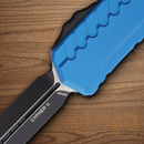 Microtech Auto Cypher II Folding Knife 3.5" Premium Steel Blade Blue Aluminum Handle
