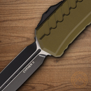 Microtech Auto Cypher II Folding Knife 3.5" Bohler M390MK Steel Blade OD Green Aluminum Handle