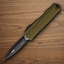 Microtech Auto Cypher II Folding Knife 3.5" Bohler M390MK Steel Blade OD Green Aluminum Handle