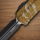 Microtech Auto Cypher II Folding Knife 3.5" Premium Steel Blade Tan Pixel Alumimun Handle