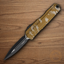 Microtech Auto Cypher II Folding Knife 3.5" Premium Steel Blade Tan Pixel Alumimun Handle