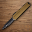 Microtech Auto Cypher II Folding Knife 3.5" Bohler M390MK Steel Blade Tan Alumimun Handle