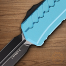 Microtech Auto Cypher II Folding Knife 3.5" Premium Steel Blade Turquoise Alumimun Handle