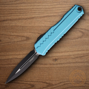 Microtech Auto Cypher II Folding Knife 3.5" Premium Steel Blade Turquoise Alumimun Handle