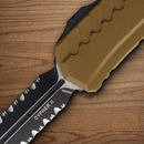 Microtech Auto Cypher II Folding Knife 3.5" Bohler M390MK Steel Blade Tan Alumimun Handle