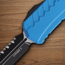 Microtech Auto Cypher II Folding Knife 3.5" Bohler M390MK Steel Blade Blue Alumimun Handle