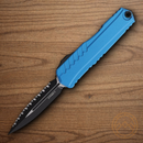 Microtech Auto Cypher II Folding Knife 3.5" Bohler M390MK Steel Blade Blue Alumimun Handle