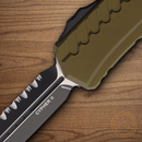Microtech Auto Cypher II Folding Knife 3.5" Bohler M390MK Steel Blade OD Green Alumimun Handle