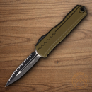 Microtech Auto Cypher II Folding Knife 3.5" Bohler M390MK Steel Blade OD Green Alumimun Handle