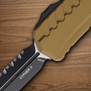 Microtech Auto Cypher II Folding Knife 3.5" Bohler M390MK Steel Blade Tan Alumimun Handle