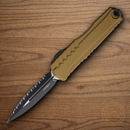 Microtech Auto Cypher II Folding Knife 3.5" Bohler M390MK Steel Blade Tan Alumimun Handle