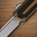 Microtech Auto Scarab II 3.9" Bohler M390MK Steel Blade Tan/Black Aluminum Handle