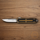 Microtech Auto Scarab II 3.9" Bohler M390MK Steel Blade Tan/Black Aluminum Handle