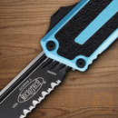 Microtech Auto Scarab II Folding Knife 3.9" Bohler M390MK Turquoise/Black Aluminum Handle