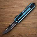 Microtech Auto Scarab II Folding Knife 3.9" Bohler M390MK Turquoise/Black Aluminum Handle