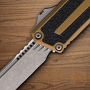 Microtech Auto Scarab II Folding Knife 3.9" Bohler M390MK Tan/Black Aluminum Handle