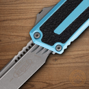 Microtech Auto Scarab II Folding Knife 3.9" Bohler M390MK Turquoise/Black Aluminum Handle
