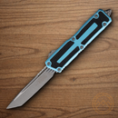 Microtech Auto Scarab II Folding Knife 3.9" Bohler M390MK Turquoise/Black Aluminum Handle