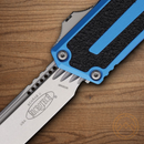 Microtech Auto Scarab II Folding Knife 3.9" Bohler M390MK Blue/Black Aluminum Handle