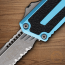 Microtech Auto Scarab II Folding Knife 3.9" Bohler M390MK Turquoise/Black Aluminum Handle