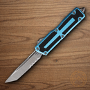 Microtech Auto Scarab II Folding Knife 3.9" Bohler M390MK Turquoise/Black Aluminum Handle