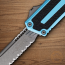 Microtech Auto Scarab II Folding Knife 3.9" Bohler M390MK Steel Blade Turquoise/Black Aluminum Handle