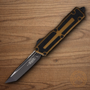Microtech Auto Scarab II Folding Knife 3.9" Bohler M390MK Steel Blade Tan/Black Aluminum Handle